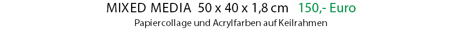 Mixed Media 50 x 40 x 1,8 cm 150,- Euro Papiercollage und Acrylfarben auf Keilrahmen